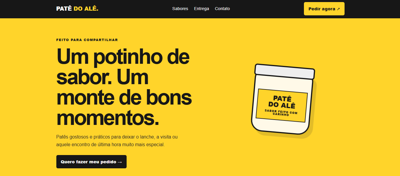 Prévia do site real do Patê do Alê